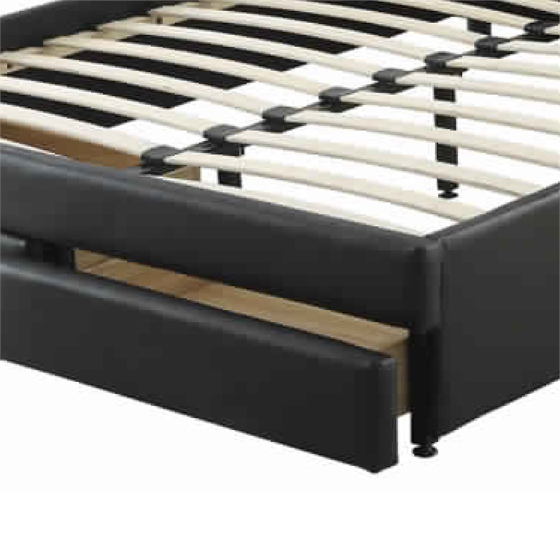 Queen Bedroom Set- Black Wood- 3 Piece Set with 2 Nightstands