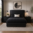 Queen Bedroom Set- Black Wood- 3 Piece Set with 2 Nightstands