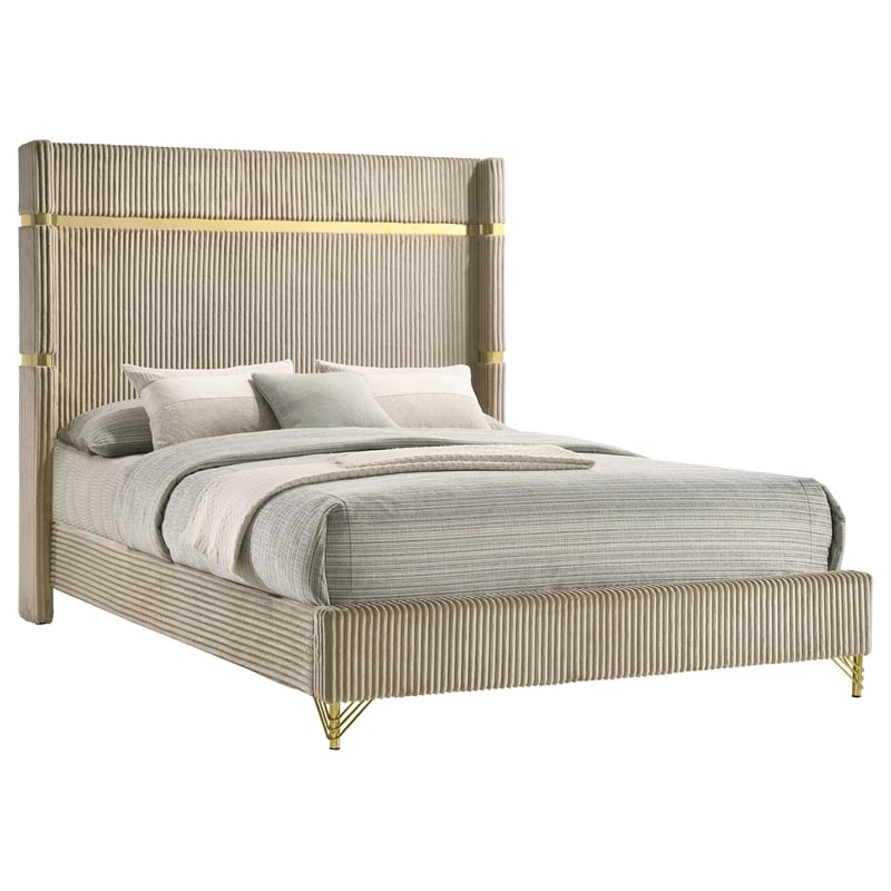 Queen Bedroom Set- Gold-Black- Silver Wood- 3 Piece Set with 2 Nightstands