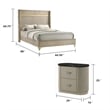 Queen Bedroom Set- Gold-Black- Silver Wood- 3 Piece Set with 2 Nightstands