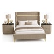 Queen Bedroom Set- Gold-Black- Silver Wood- 3 Piece Set with 2 Nightstands