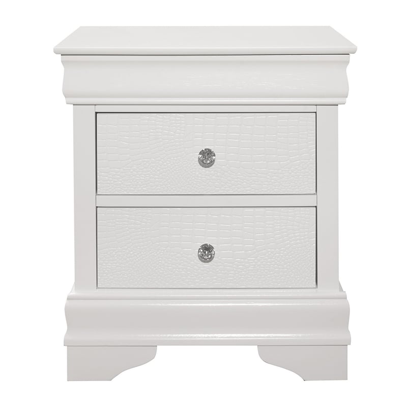 King Bedroom Set- White Wood- 3 Piece Set with 2 Nightstands