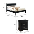 California King Bedroom Set- Black Wood- 3 Piece Set with 2 Nightstands
