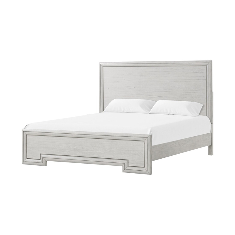 Queen Bedroom Set- White- Nickel Wood- 2 Piece Set with Nightstand