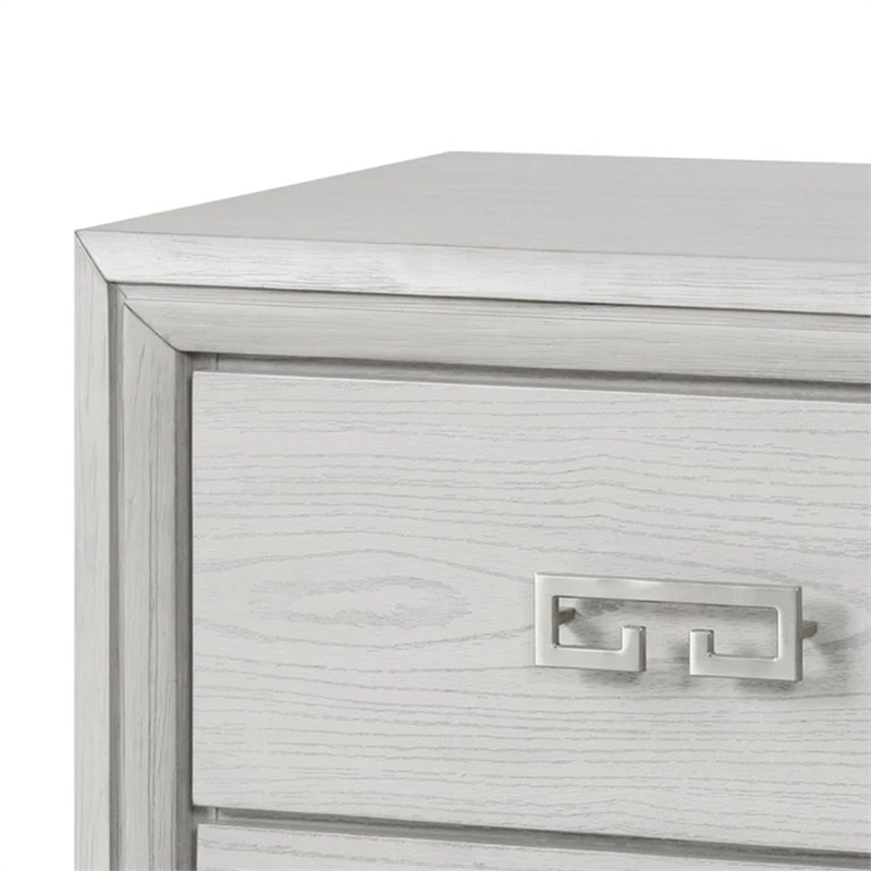 Queen Bedroom Set- White- Nickel Wood- 2 Piece Set with Nightstand