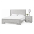 Queen Bedroom Set- White- Nickel Wood- 2 Piece Set with Nightstand