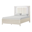 Queen Bedroom Set- White- Chrome Wood- 2 Piece Set with Nightstand