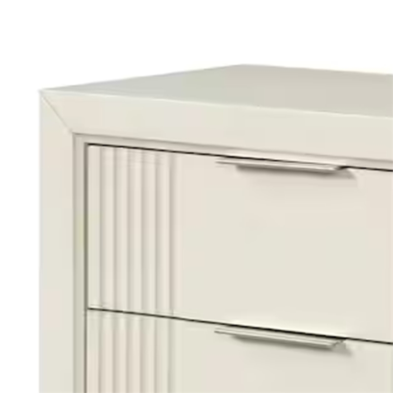 Queen Bedroom Set- White- Chrome Wood- 2 Piece Set with Nightstand