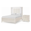 Queen Bedroom Set- White- Chrome Wood- 2 Piece Set with Nightstand