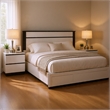 Queen Bedroom Set- White- Metallic Gray Wood- 2 Piece Set with Nightstand