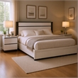 Queen Bedroom Set- White- Metallic Gray Wood- 2 Piece Set with Nightstand