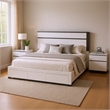 Queen Bedroom Set- White- Metallic Gray Wood- 3 Piece Set with 2 Nightstands