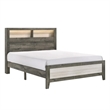 Queen Bedroom Set- Gray- White- Light Ash- Black Wood- 2 Piece Set w Nightstand