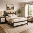 Queen Bedroom Set- Gray- White- Light Ash- Black Wood- 2 Piece Set w Nightstand