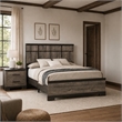 Queen Bedroom Set- Gray- Ebony Black Wood- 2 Piece Set with Nightstand