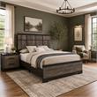 Queen Bedroom Set- Gray- Ebony Black Wood- 2 Piece Set with Nightstand