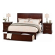 California King Bedroom Set- Cherry Brown-Wood- 3 Piece Set with 2 Nightstands