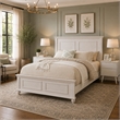 King Bedroom Set- White Wood- 3 Piece Set with 2 Nightstands