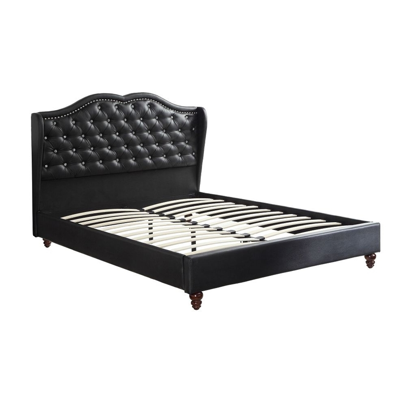 King Bedroom Set- Black Wood- 3 Piece Set with 2 Nightstands