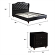 King Bedroom Set- Black Wood- 3 Piece Set with 2 Nightstands