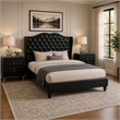 King Bedroom Set- Black Wood- 3 Piece Set with 2 Nightstands