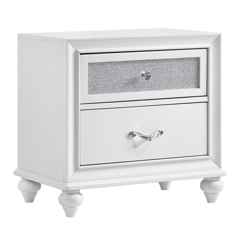 King Bedroom Set- White Wood- 3 Piece Set with 2 Nightstands