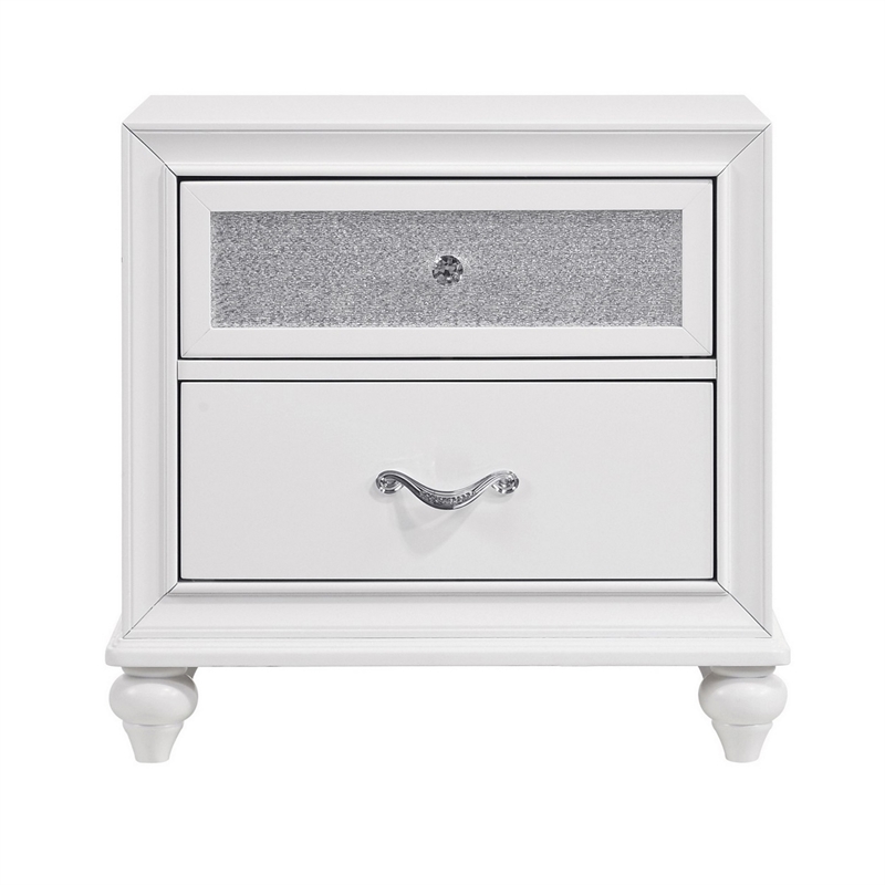 King Bedroom Set- White Wood- 3 Piece Set with 2 Nightstands