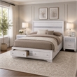 King Bedroom Set- White Wood- 3 Piece Set with 2 Nightstands