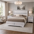 King Bedroom Set- White Wood- 3 Piece Set with 2 Nightstands