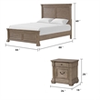 Queen Bedroom Set- Gray- Dark Bronze Wood- 2 Piece Set with Nightstand