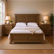 Queen Bedroom Set- Gray- Dark Bronze Wood- 3 Piece Set with 2 Nightstands