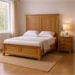 Queen Bedroom Set- Natural Oak Brown Wood- 2 Piece Set with Nightstand