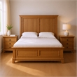Queen Bedroom Set- Natural Oak Brown Wood- 3 Piece Set with 2 Nightstands