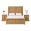 Queen Bedroom Set- Natural Oak Brown Wood- 3 Piece Set with 2 Nightstands