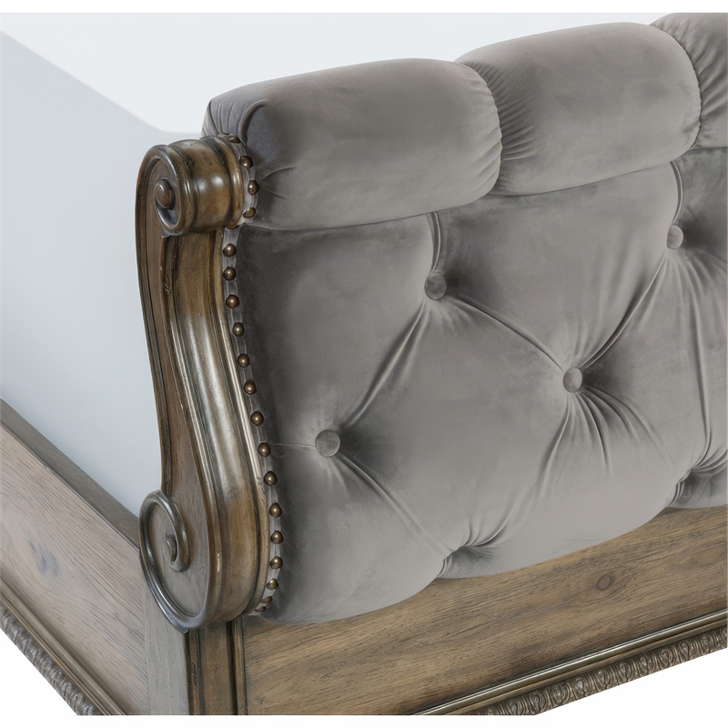 Queen Bedroom Set- Gray- Brown Wood- 3 Piece Set with 2 Nightstands