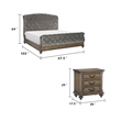 Queen Bedroom Set- Gray- Brown Wood- 3 Piece Set with 2 Nightstands
