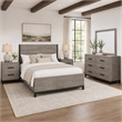Queen Bedroom Set- Gray Wood- 5 Piece Set with 2 Nightstands- Dresser- Mirror