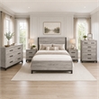 Queen Bedroom Set- Gray Wood- 5 Piece Set with 2 Nightstands- Dresser- and Chest