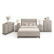 Queen Bedroom Set- Gray Wood- 5 Piece Set with 2 Nightstands- Dresser- and Chest