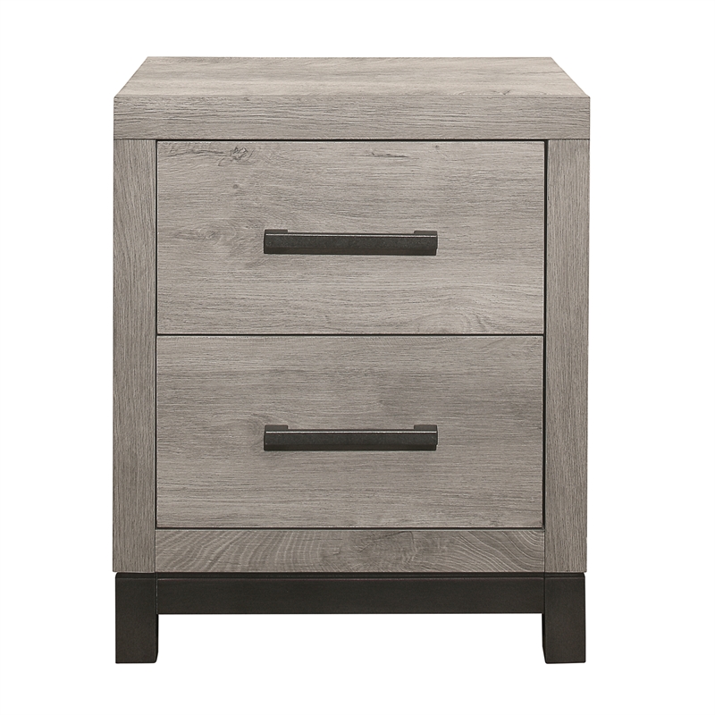 Queen Bedroom Set- Gray Wood- 4 Piece Set with Nightstand- Dresser- and Chest