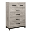 Queen Bedroom Set- Gray Wood- 4 Piece Set with Nightstand- Dresser- and Chest