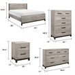 Queen Bedroom Set- Gray Wood- 4 Piece Set with Nightstand- Dresser- and Chest