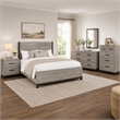 Queen Bedroom Set- Gray Wood- 4 Piece Set with Nightstand- Dresser- and Chest