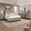 Queen Bedroom Set- Gray Wood- 4 Piece Set with Nightstand- Dresser- and Chest