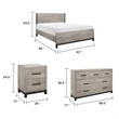Queen Bedroom Set- Gray Wood- 4 Piece Set with 2 Nightstands and Dresser