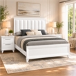 King Bedroom Set- White- Silver Wood- 3 Piece Set with 2 Nightstands