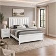 King Bedroom Set- White- Silver Wood- 3 Piece Set with 2 Nightstands