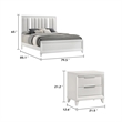 King Bedroom Set- White- Silver Wood- 2 Piece Set with Nightstand