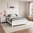 King Bedroom Set- White- Silver Wood- 2 Piece Set with Nightstand