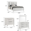 Queen Bedroom Set- White- Silver Wood- 4 Piece Set with Dresser-2 Nightstand